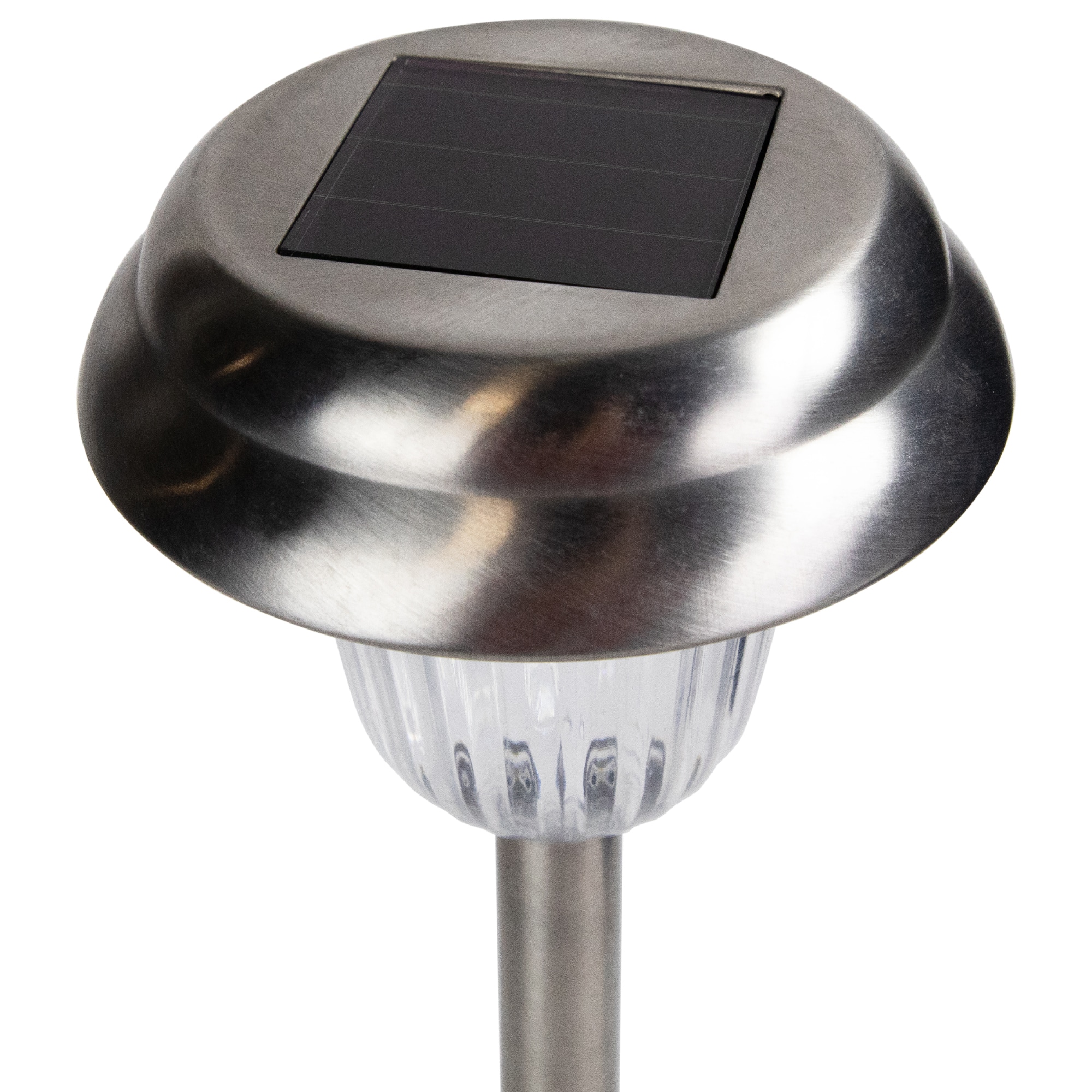 15" Silver Solar Powered Stainless Steel LED Pathway Markers, 4ct.